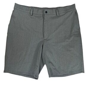 Haggar Comfort Tech Shorts Mens 38 Gray Stretch Golf Casual Flat Front